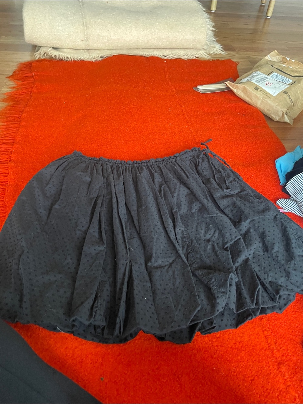 NWT Gap Black  Polka Dot Gathered Mini Skirt